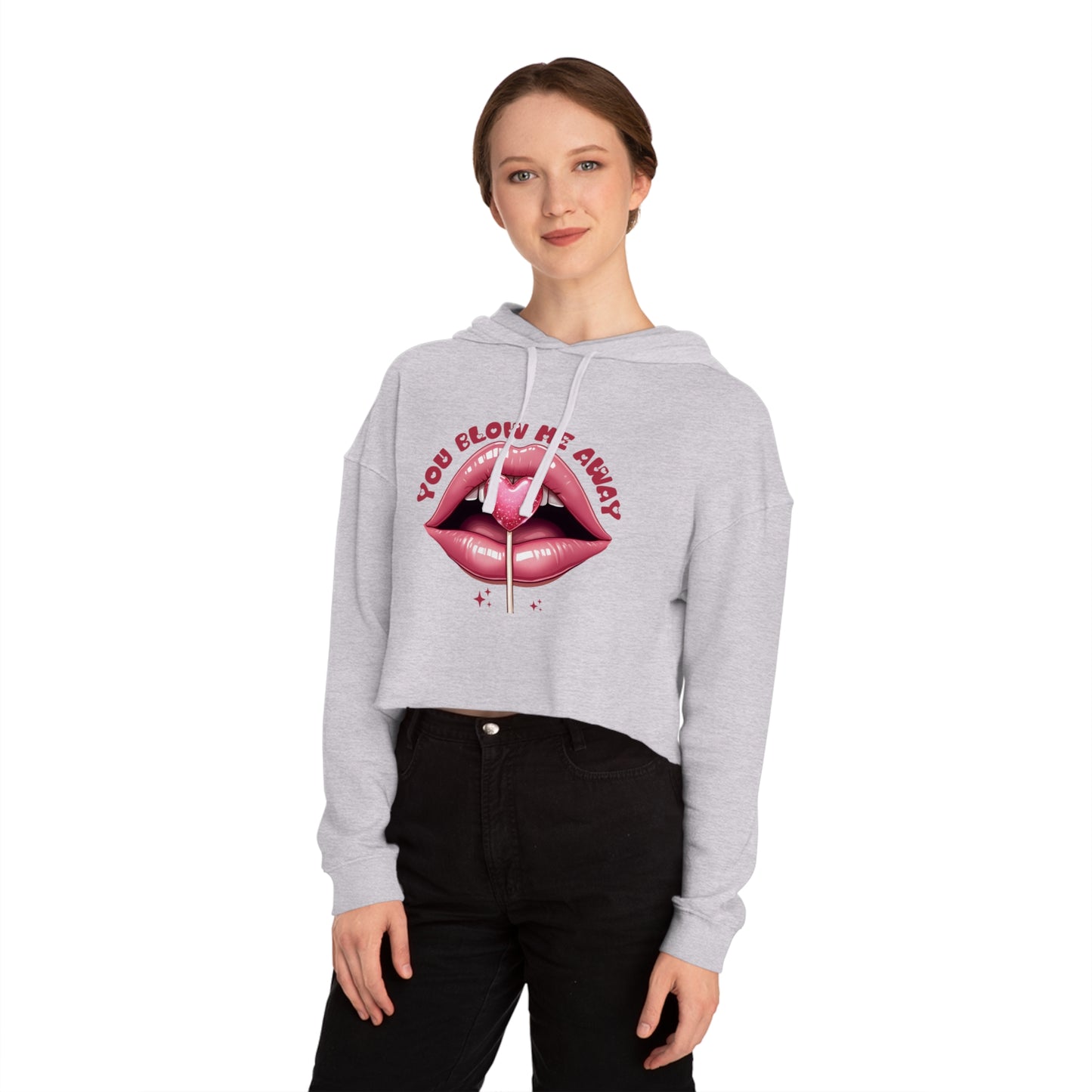 Valentine's Day Women's Cropped Hooded Sweatshirt - Generate a Good Valentine Day Description for Item