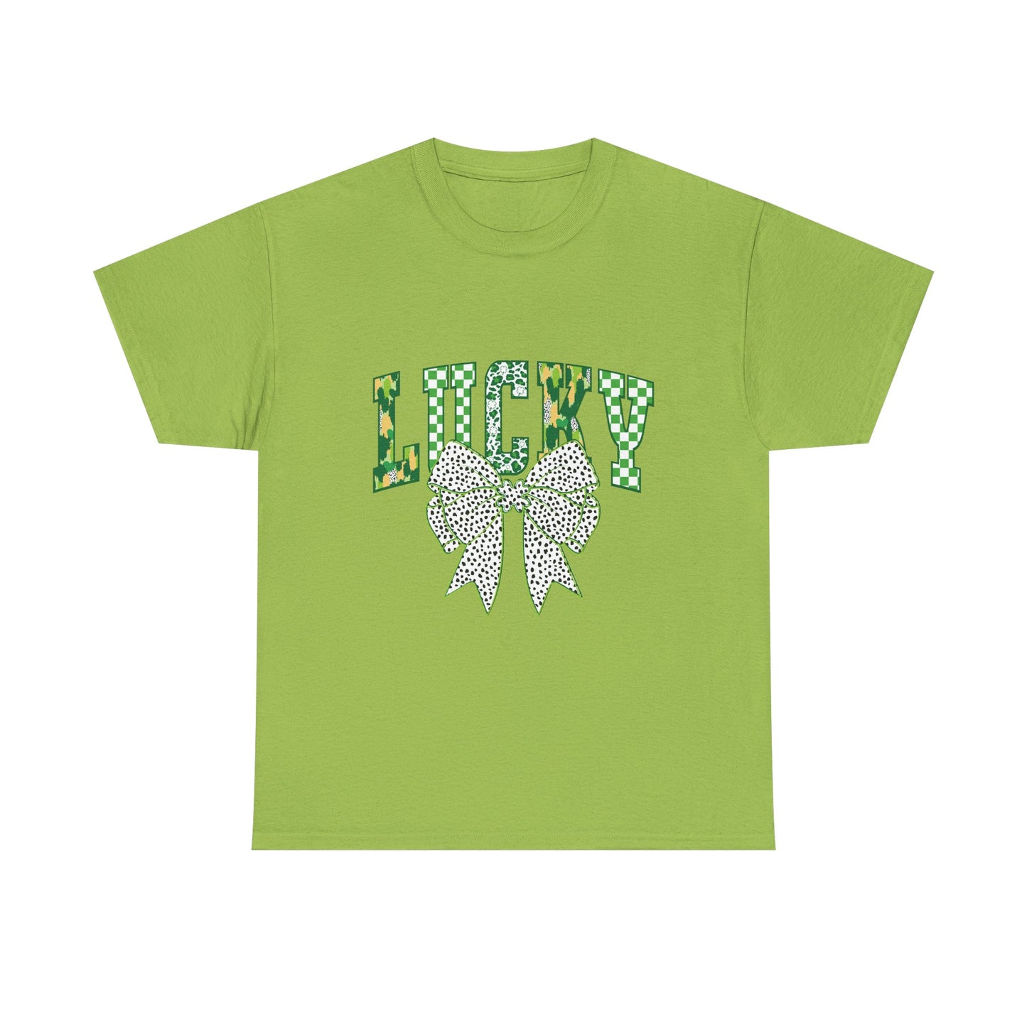 Lucky Green Bow Unisex Heavy Cotton Tee - Perfect for St. Patrick's Day Celebrations