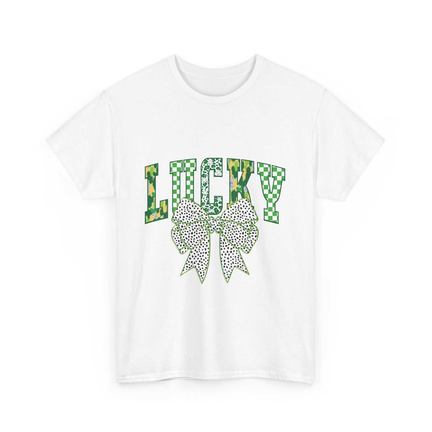 Lucky Green Bow Unisex Heavy Cotton Tee - Perfect for St. Patrick's Day Celebrations