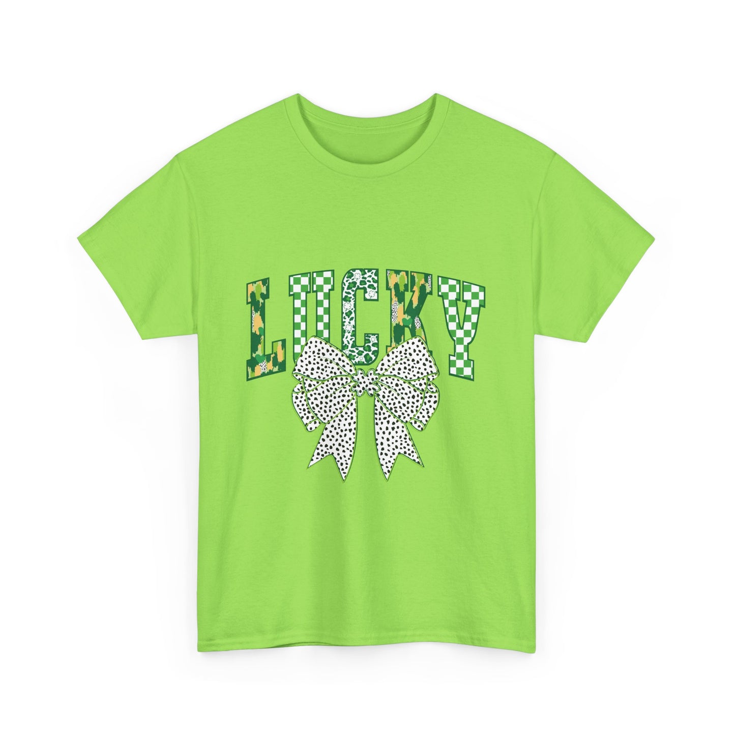 Lucky Green Bow Unisex Heavy Cotton Tee - Perfect for St. Patrick's Day Celebrations