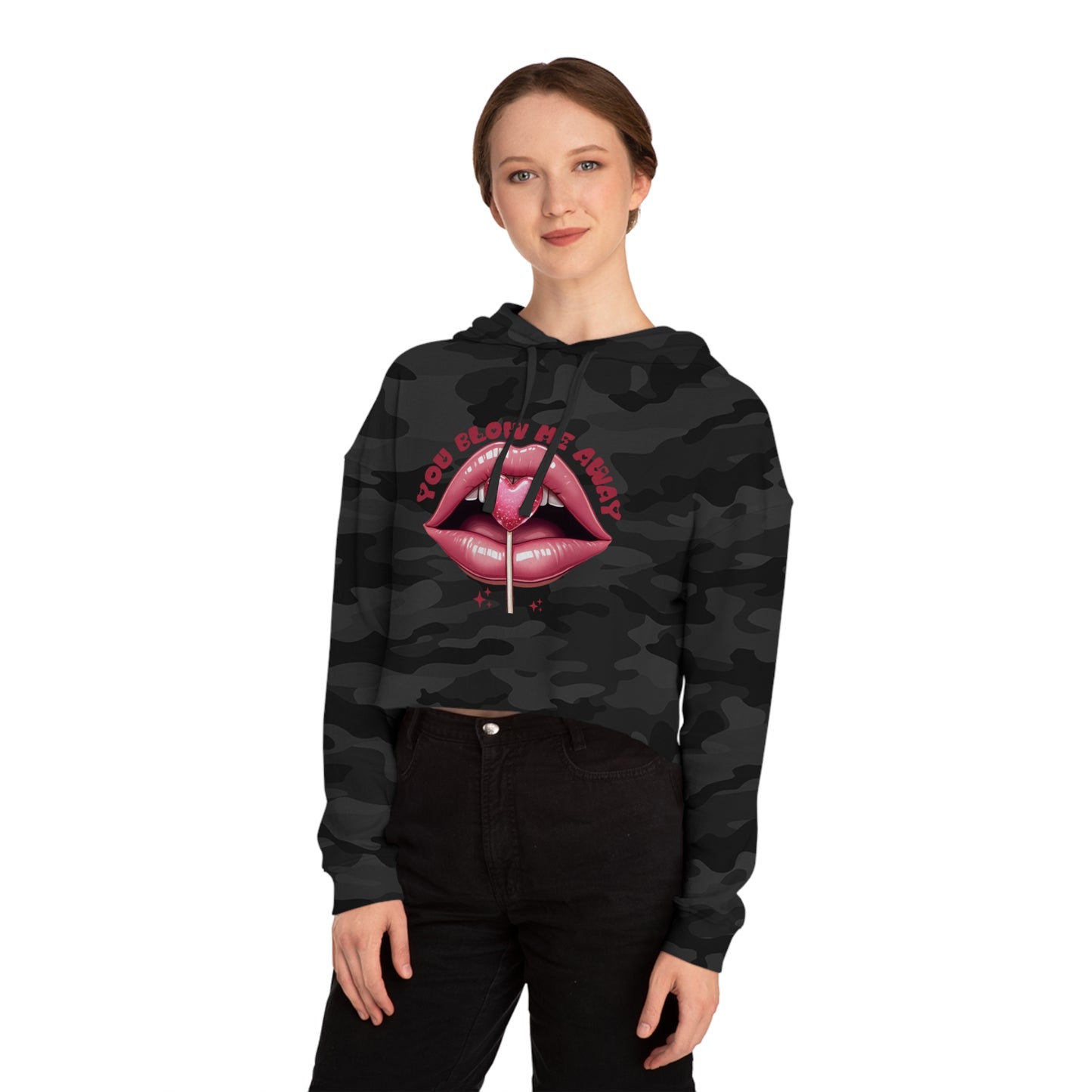 Valentine's Day Women's Cropped Hooded Sweatshirt - Generate a Good Valentine Day Description for Item