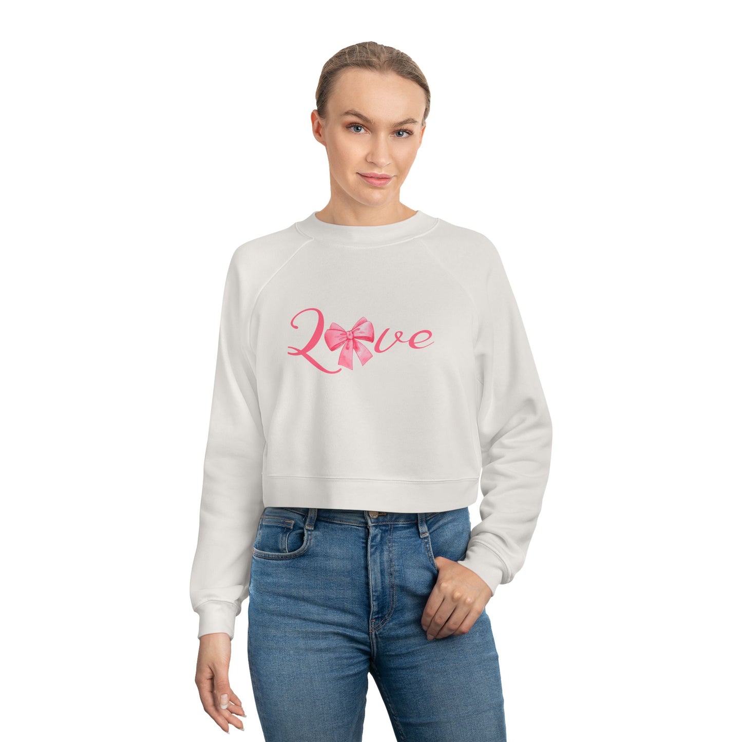 Cropped Fleece Pullover - 'Love' Design for Women