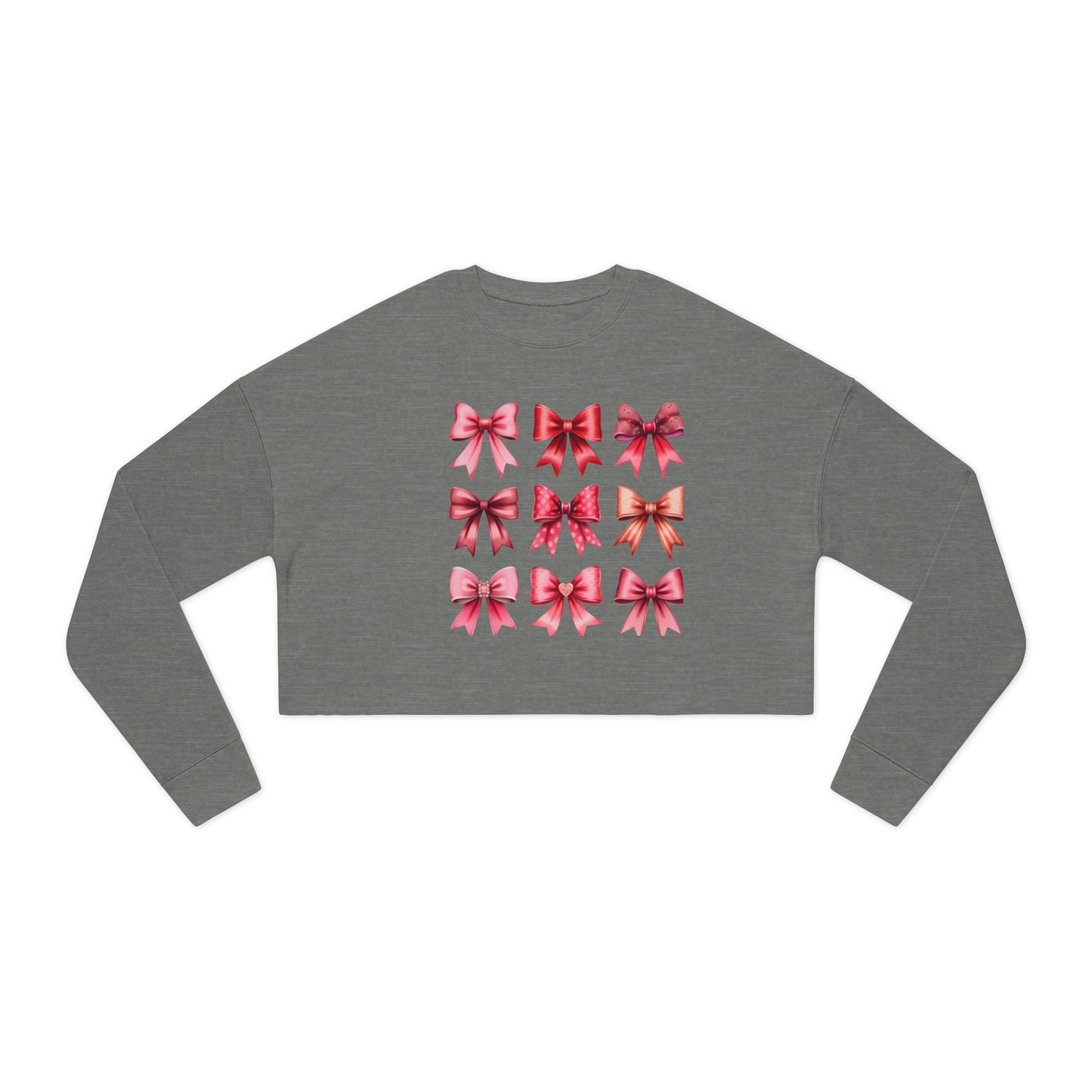 Chic Women's Cropped Sweatshirt with Colorful Bow Design - Perfect for Valentine day