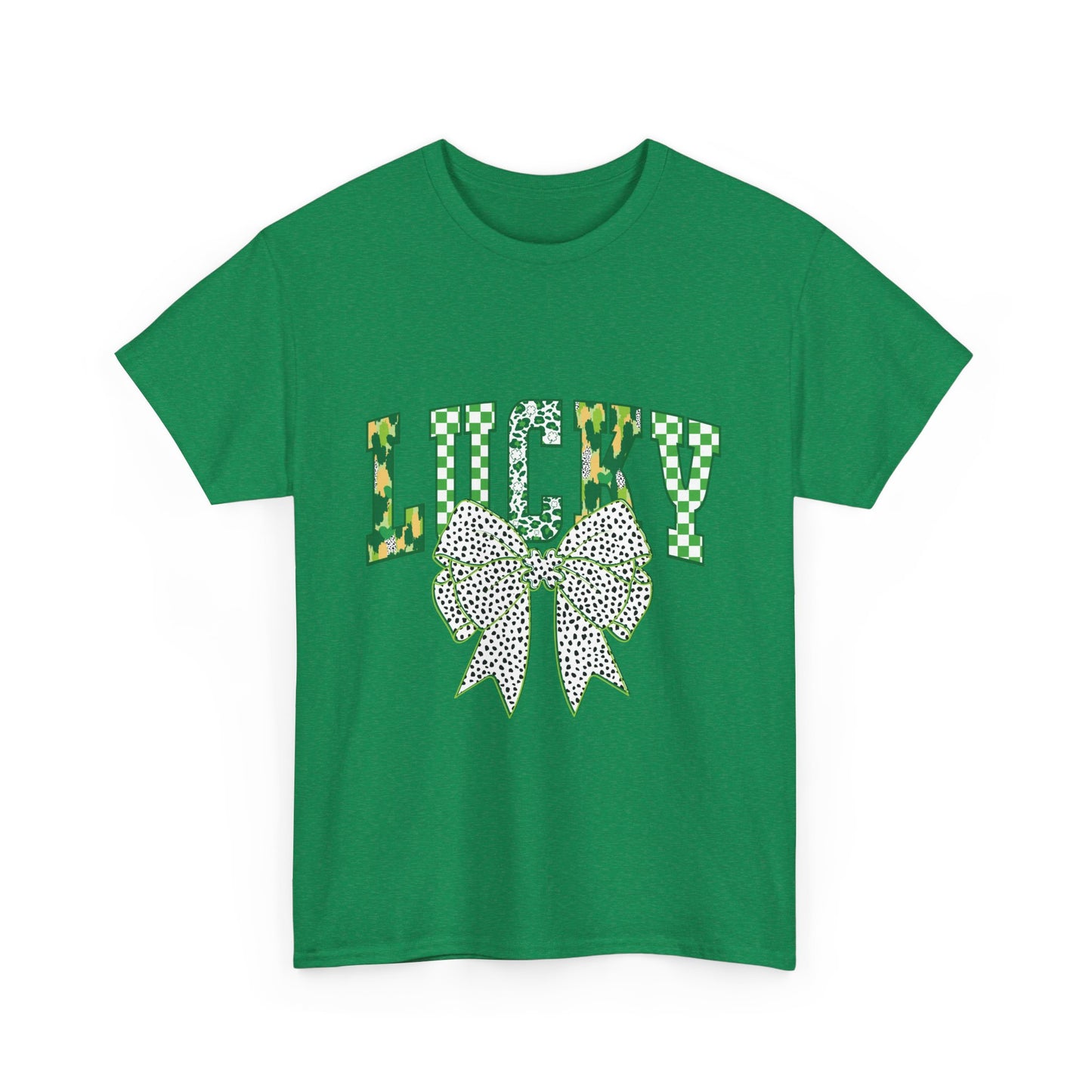 Lucky Green Bow Unisex Heavy Cotton Tee - Perfect for St. Patrick's Day Celebrations