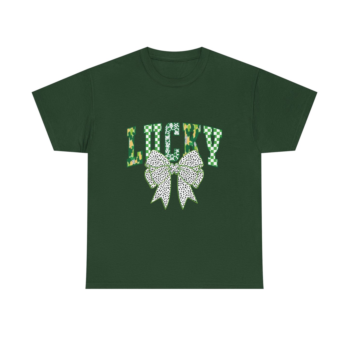 Lucky Green Bow Unisex Heavy Cotton Tee - Perfect for St. Patrick's Day Celebrations