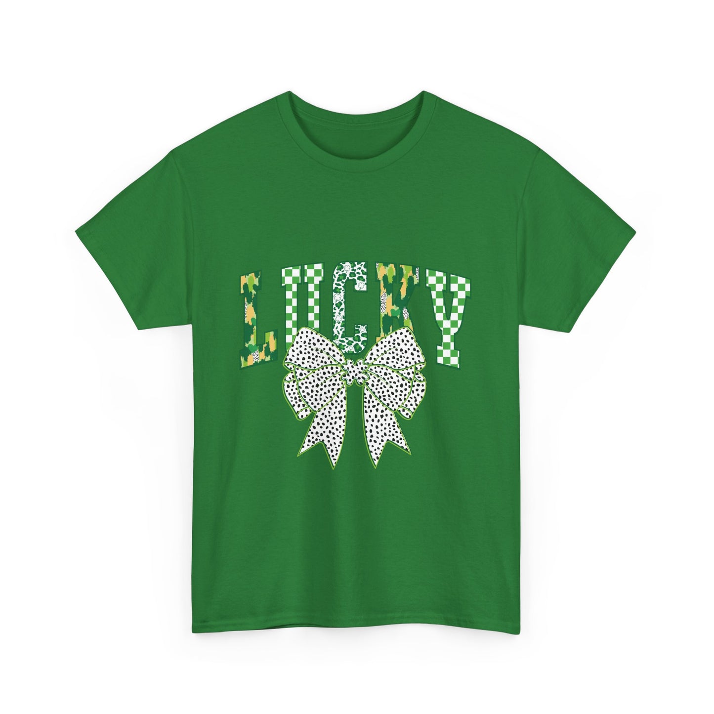 Lucky Green Bow Unisex Heavy Cotton Tee - Perfect for St. Patrick's Day Celebrations