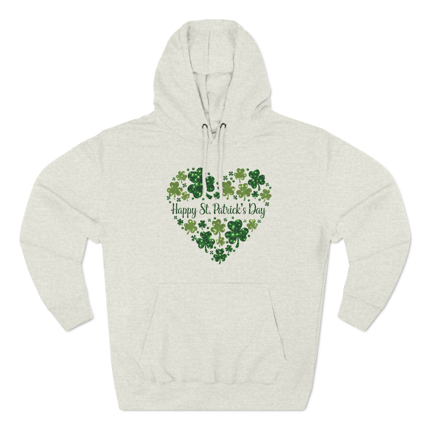 St. Patrick's Day Three-Panel Fleece Hoodie with Heart Design