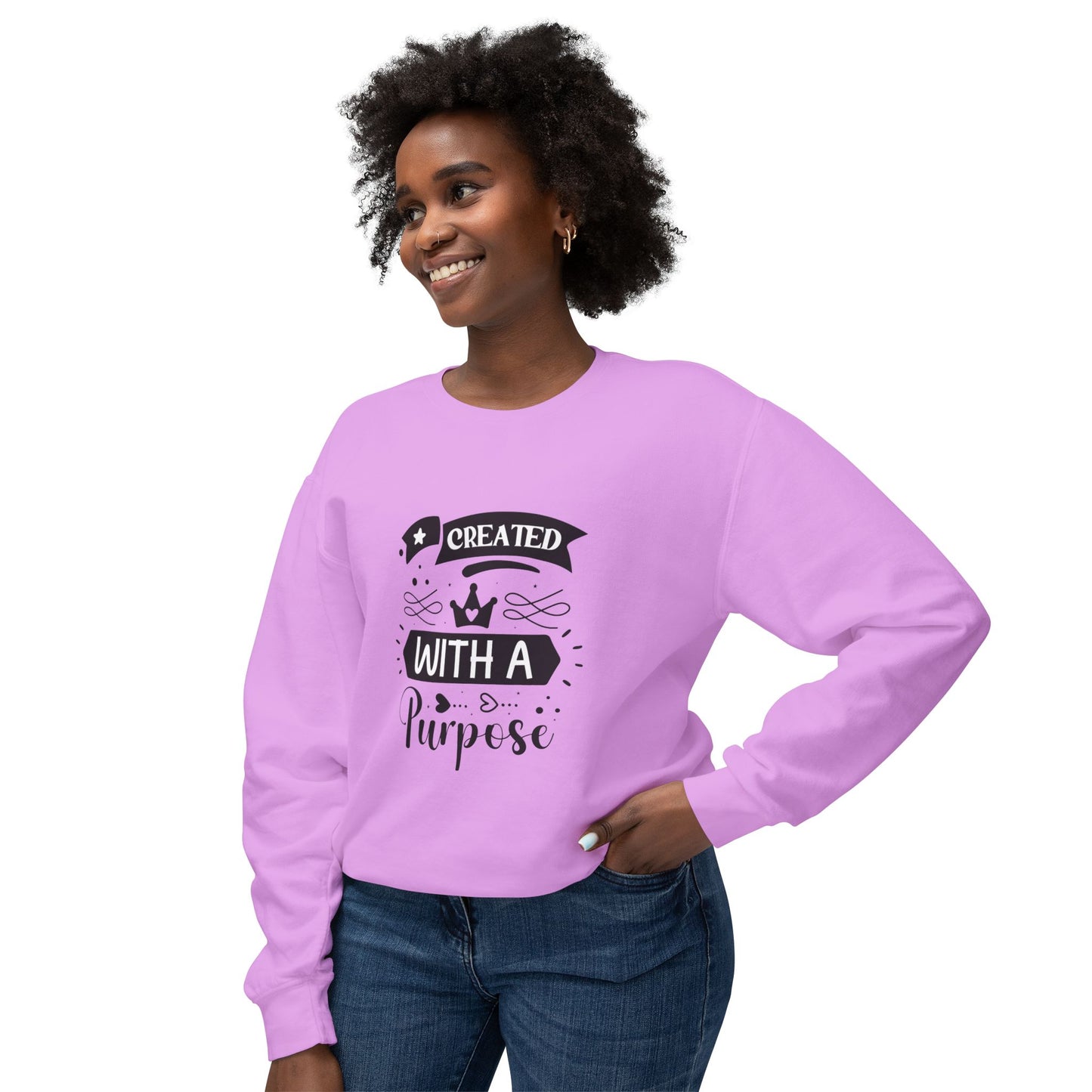 Inspirational Crewneck Sweatshirt - "Created with a Purpose"