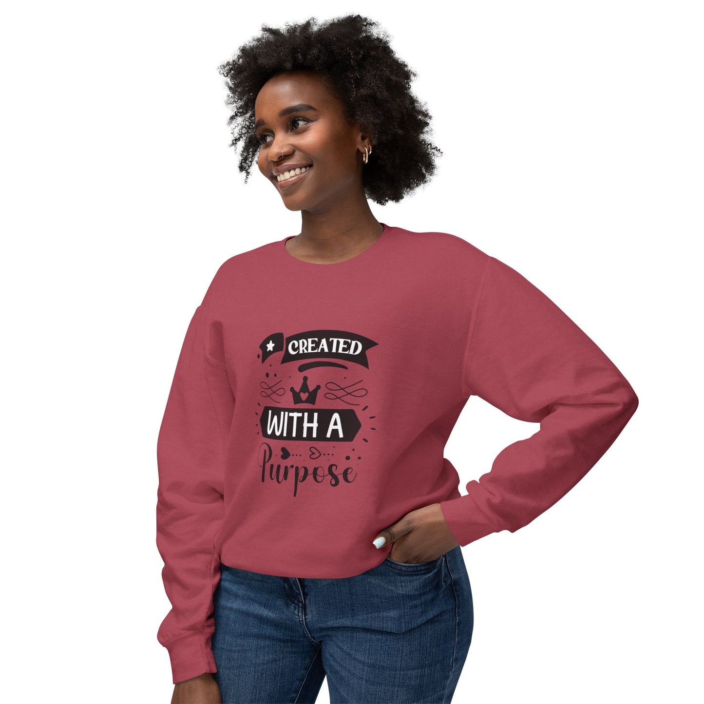 Inspirational Crewneck Sweatshirt - "Created with a Purpose"