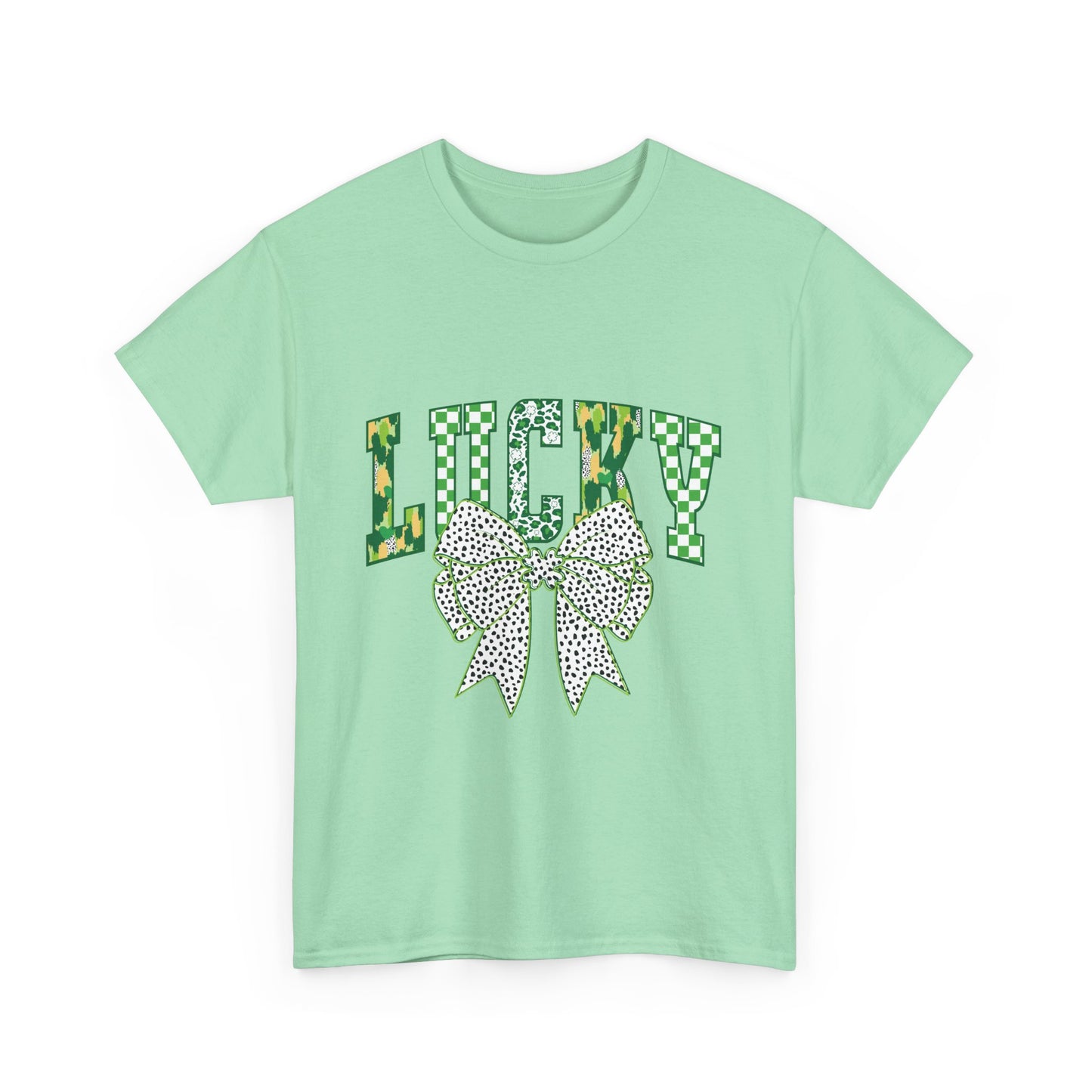 Lucky Green Bow Unisex Heavy Cotton Tee - Perfect for St. Patrick's Day Celebrations