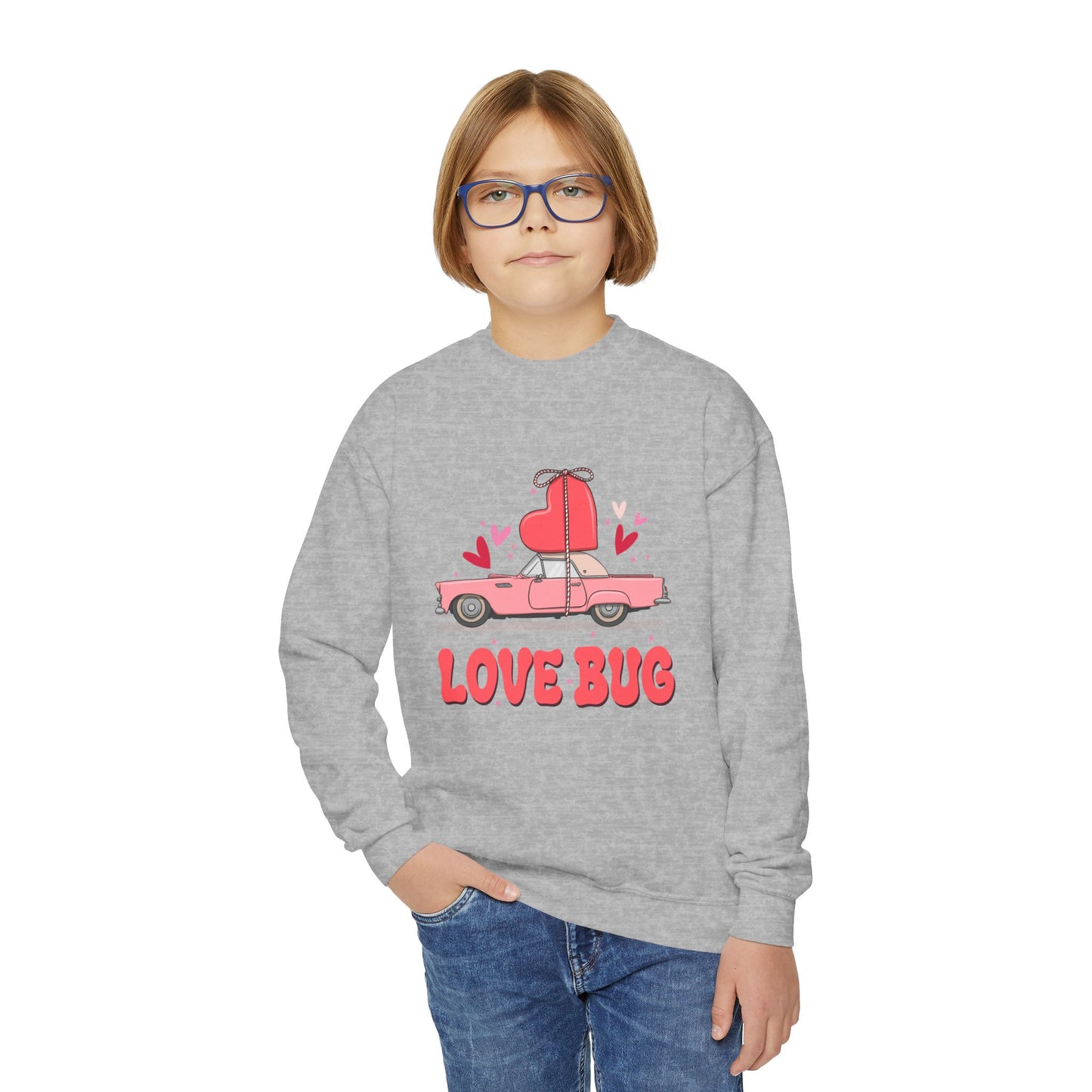 Youth Love Bug Crewneck Sweatshirt for Valentine's Day