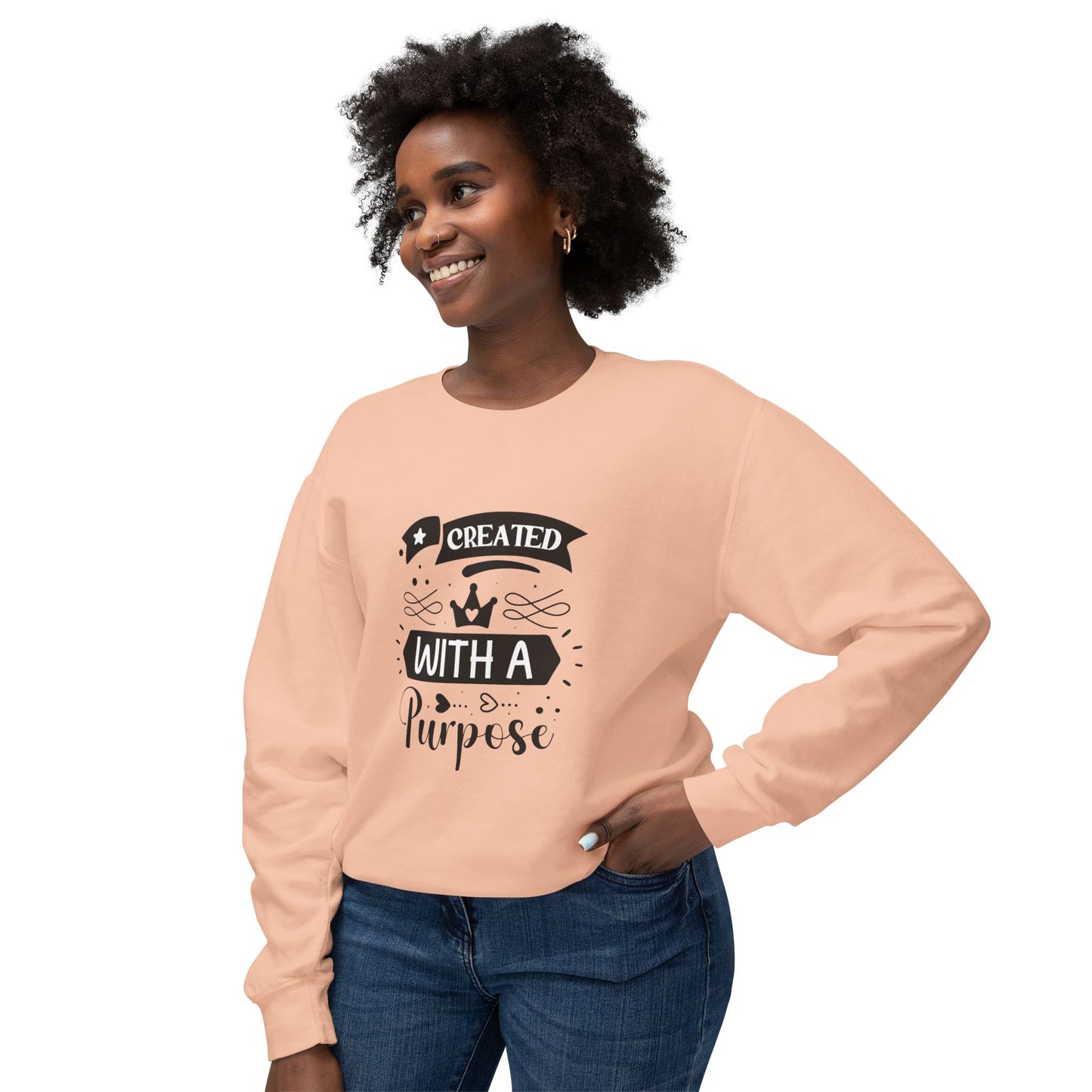 Inspirational Crewneck Sweatshirt - "Created with a Purpose"