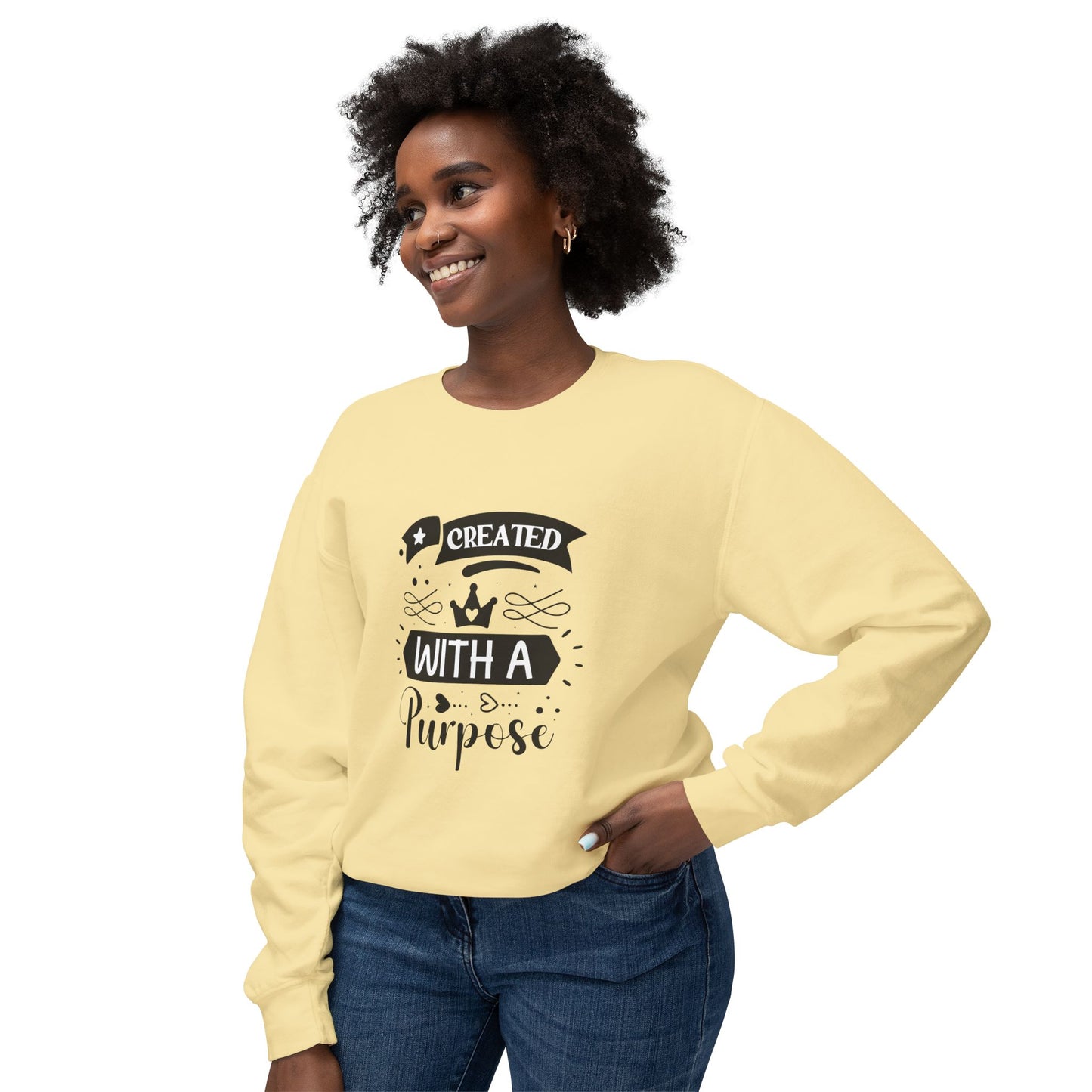 Inspirational Crewneck Sweatshirt - "Created with a Purpose"