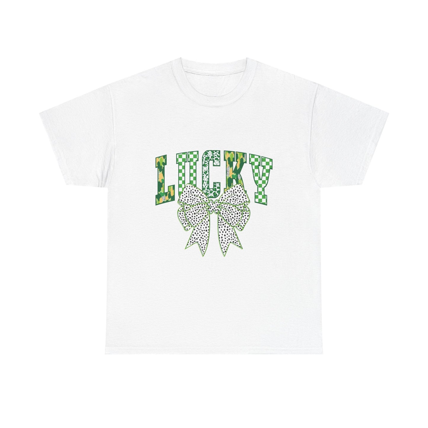 Lucky Green Bow Unisex Heavy Cotton Tee - Perfect for St. Patrick's Day Celebrations