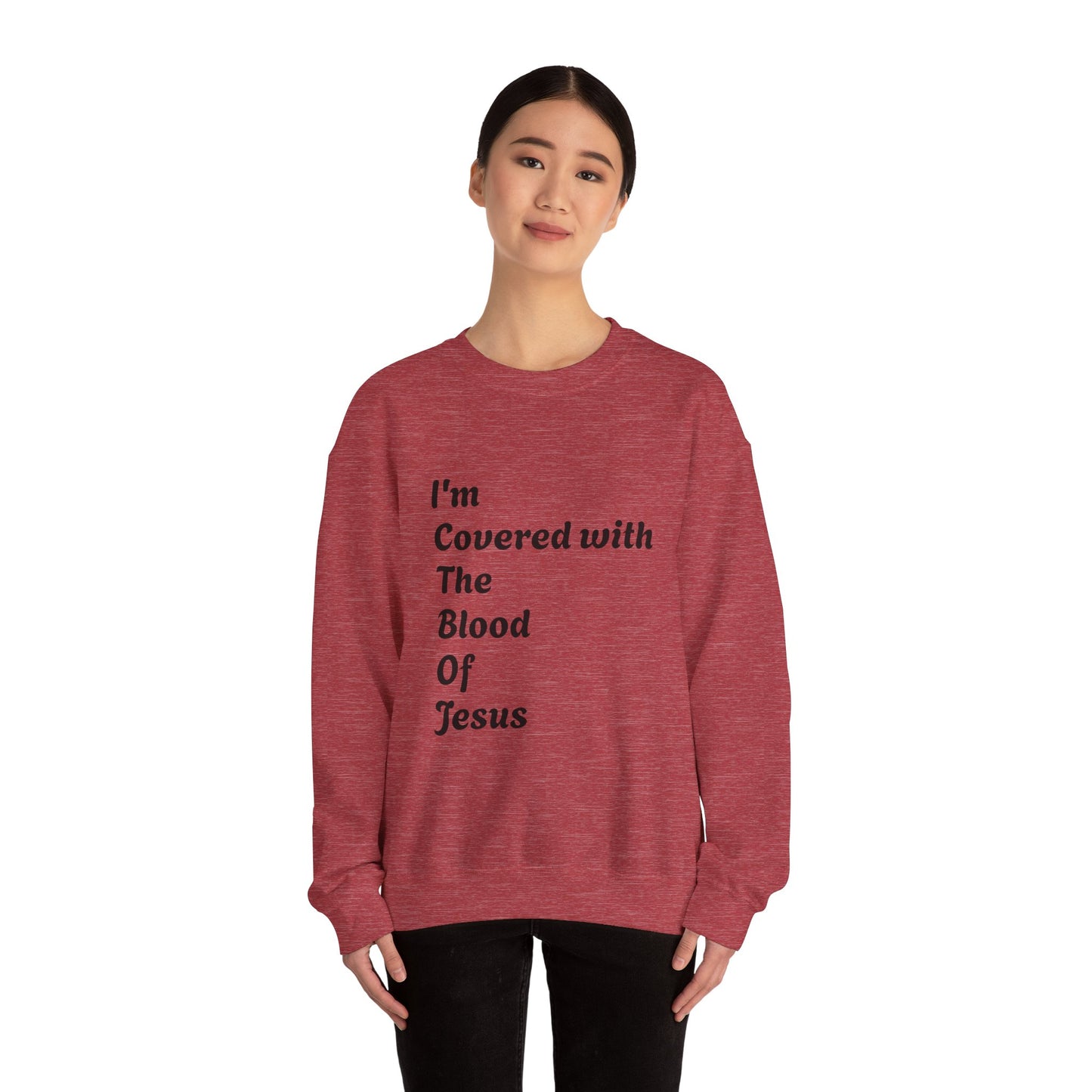 Faith-Inspired Unisex Crewneck Sweatshirt - "I'm Covered with The Blood Of Jesus"