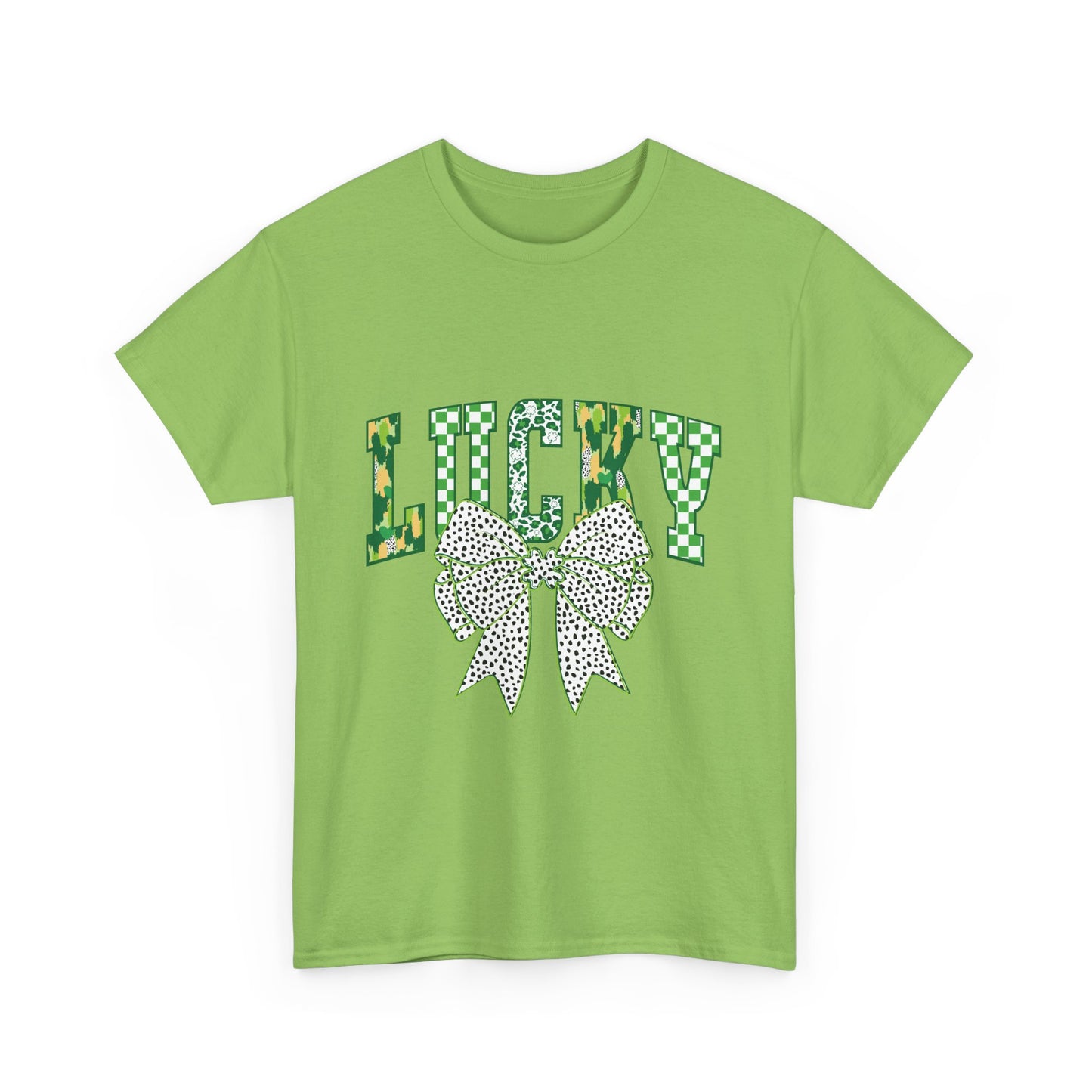 Lucky Green Bow Unisex Heavy Cotton Tee - Perfect for St. Patrick's Day Celebrations