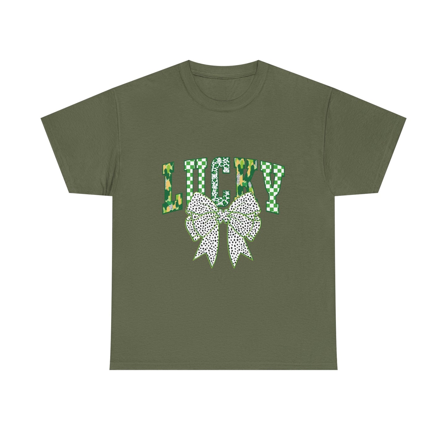 Lucky Green Bow Unisex Heavy Cotton Tee - Perfect for St. Patrick's Day Celebrations