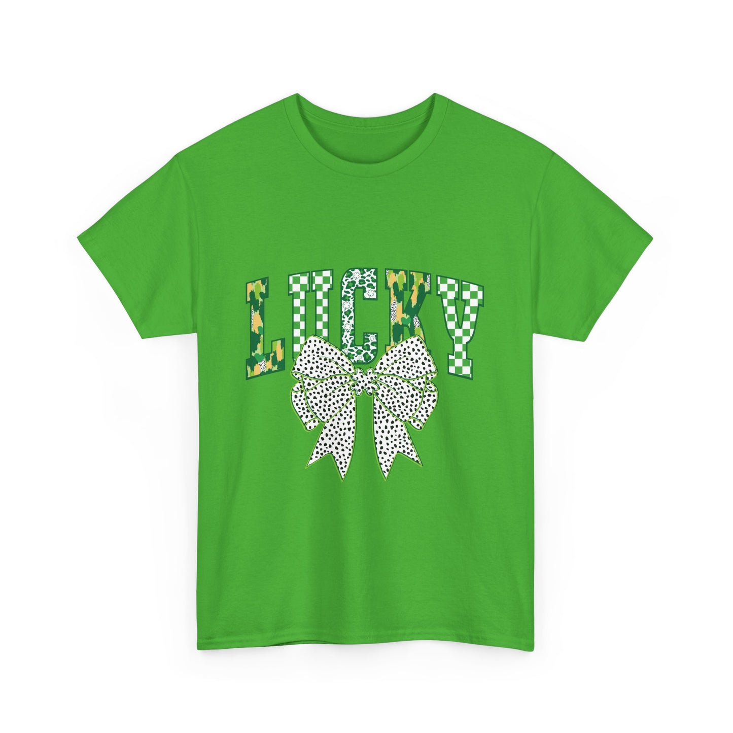 Lucky Green Bow Unisex Heavy Cotton Tee - Perfect for St. Patrick's Day Celebrations