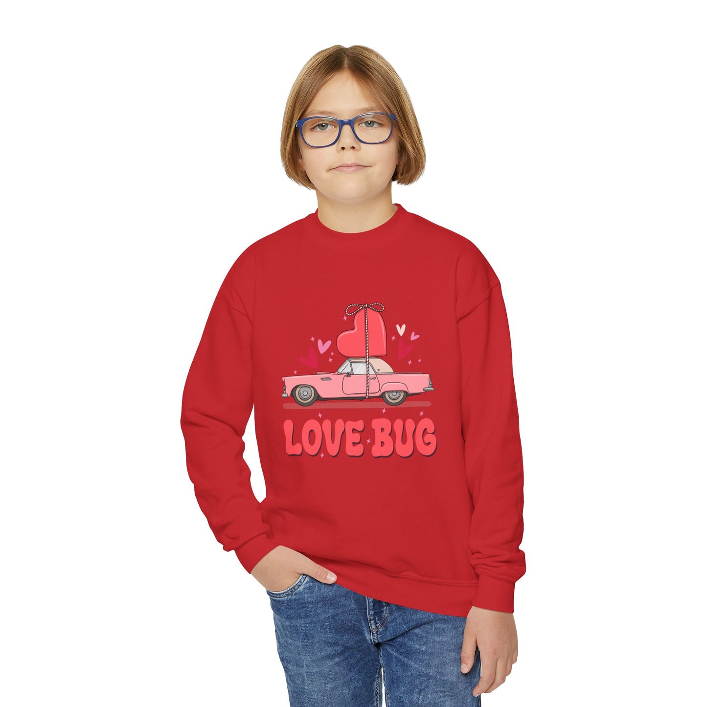 Youth Love Bug Crewneck Sweatshirt for Valentine's Day