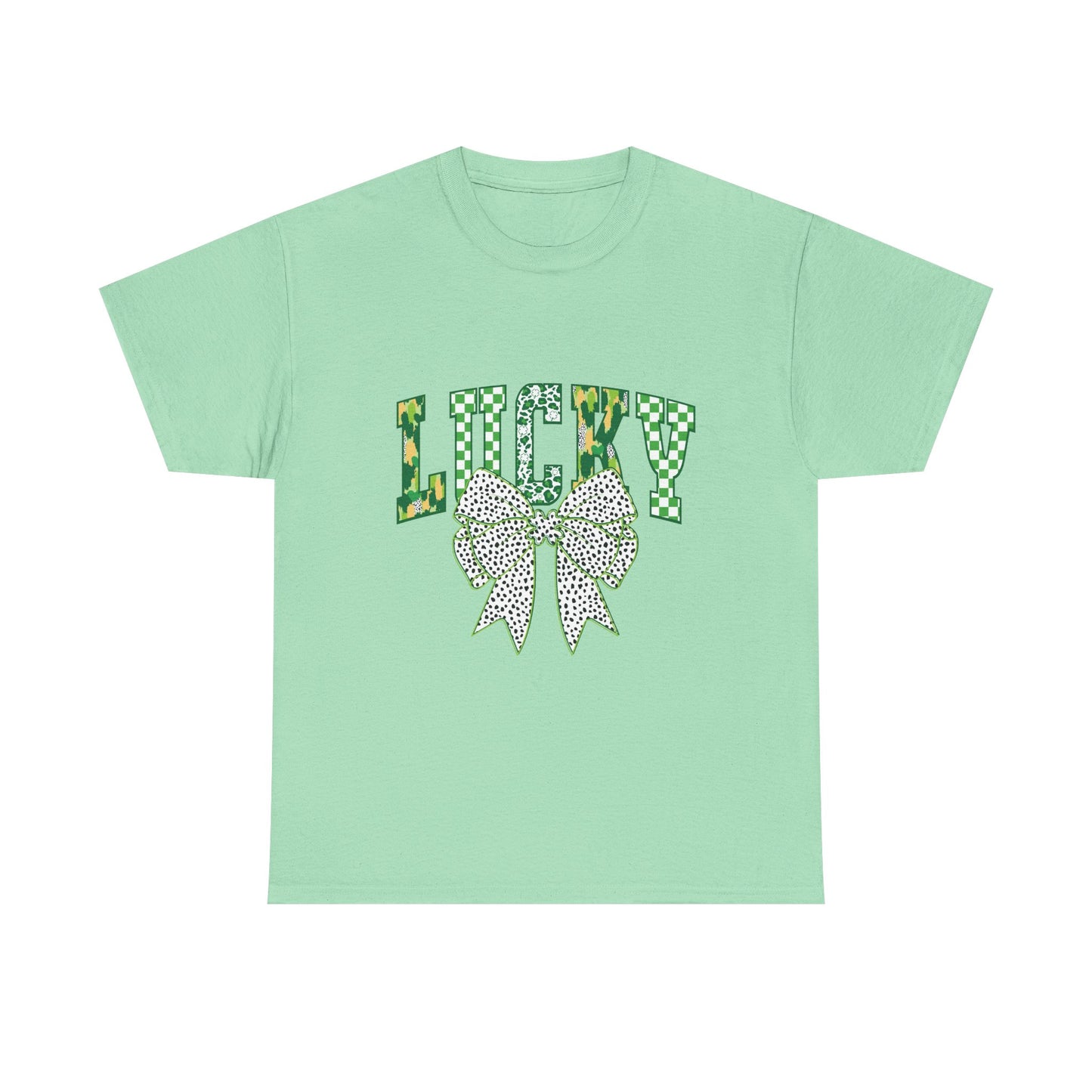 Lucky Green Bow Unisex Heavy Cotton Tee - Perfect for St. Patrick's Day Celebrations