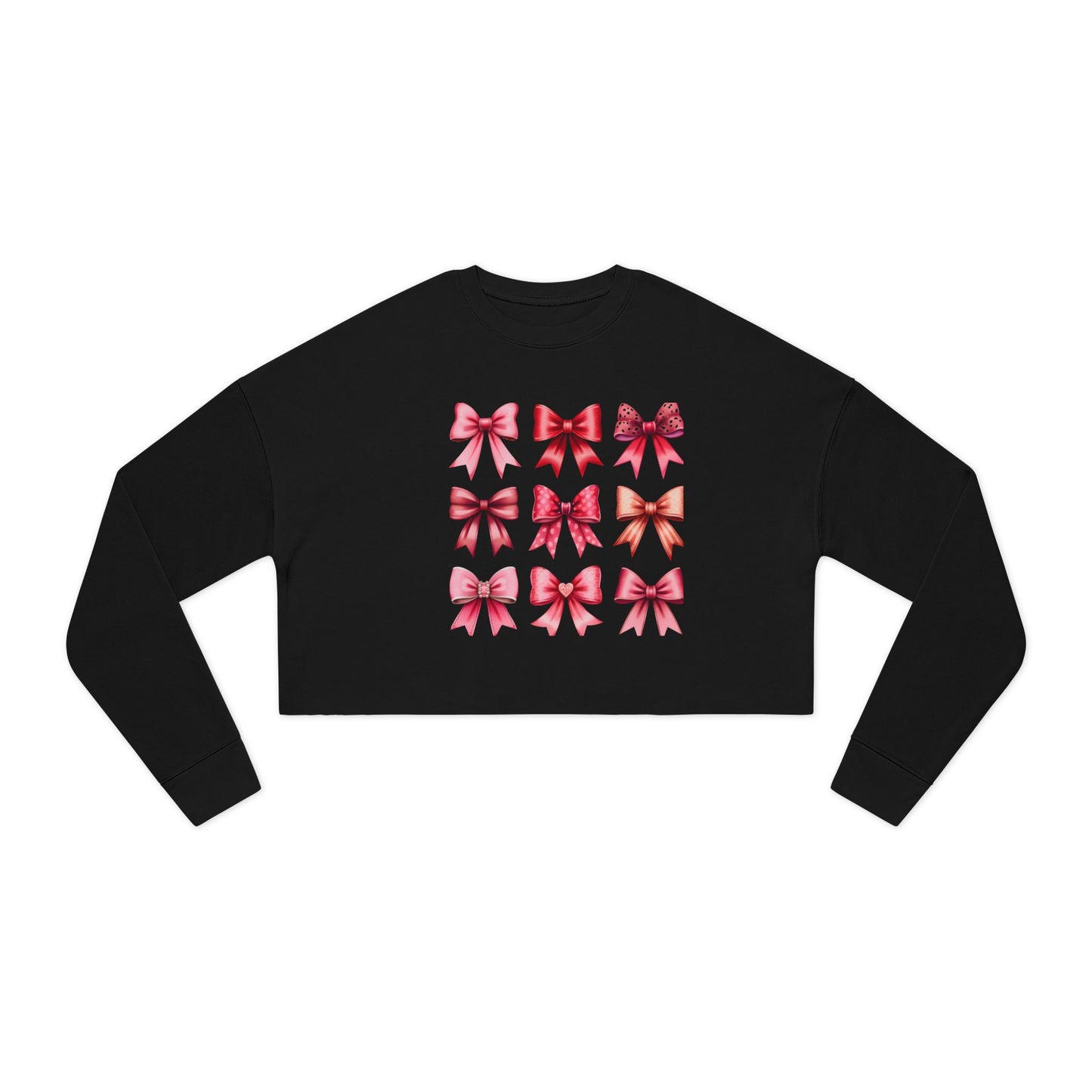 Chic Women's Cropped Sweatshirt with Colorful Bow Design - Perfect for Valentine day