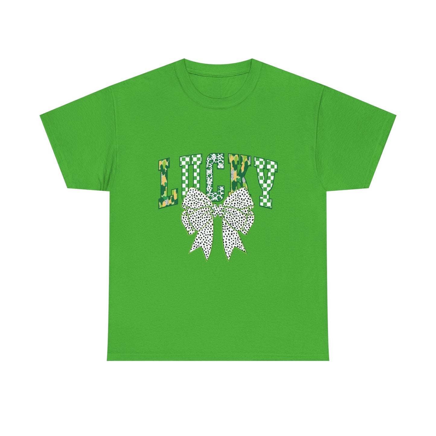 Lucky Green Bow Unisex Heavy Cotton Tee - Perfect for St. Patrick's Day Celebrations