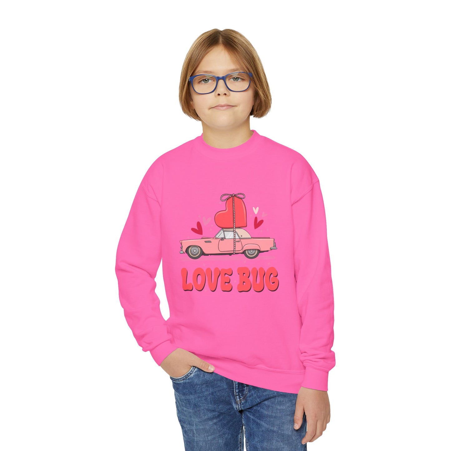 Youth Love Bug Crewneck Sweatshirt for Valentine's Day