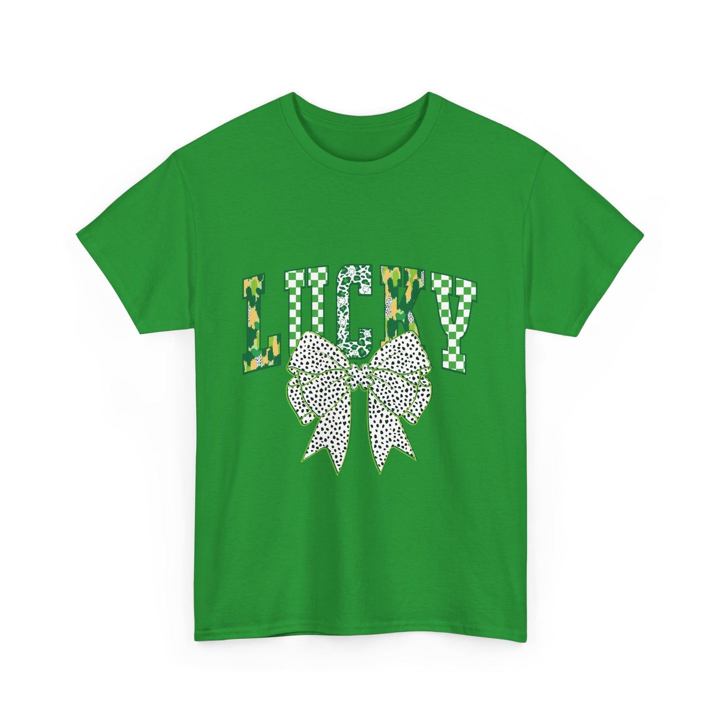 Lucky Green Bow Unisex Heavy Cotton Tee - Perfect for St. Patrick's Day Celebrations