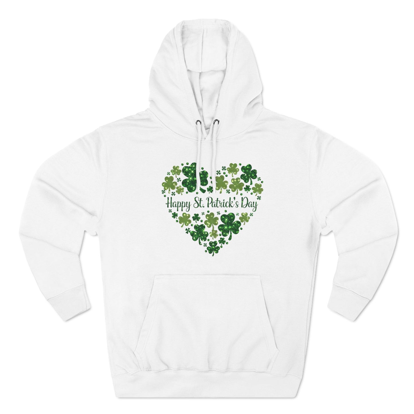 St. Patrick's Day Three-Panel Fleece Hoodie with Heart Design