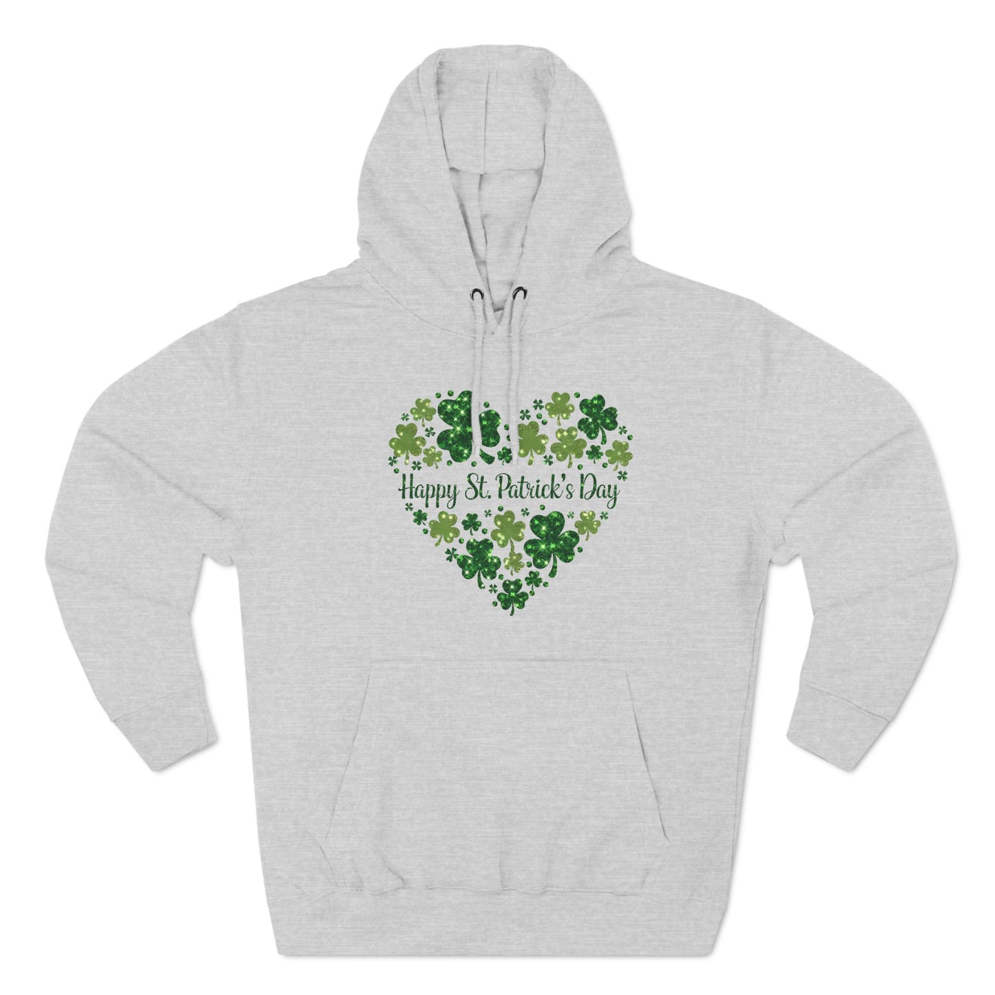 St. Patrick's Day Three-Panel Fleece Hoodie with Heart Design