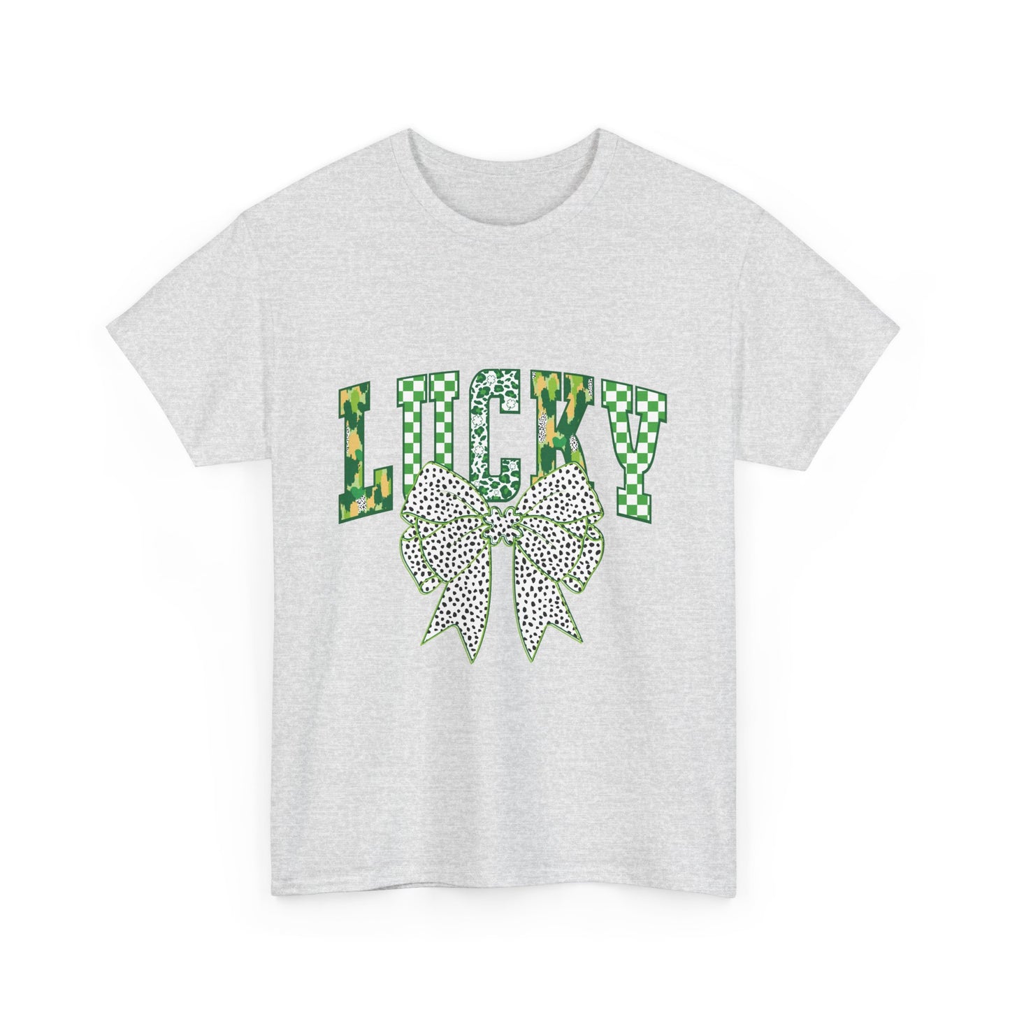 Lucky Green Bow Unisex Heavy Cotton Tee - Perfect for St. Patrick's Day Celebrations