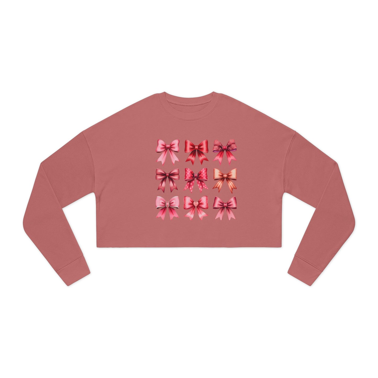 Chic Women's Cropped Sweatshirt with Colorful Bow Design - Perfect for Valentine day