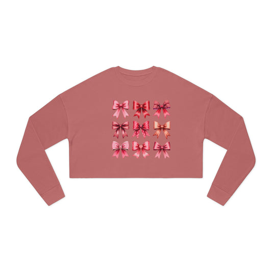 Chic Women's Cropped Sweatshirt with Colorful Bow Design - Perfect for Valentine day