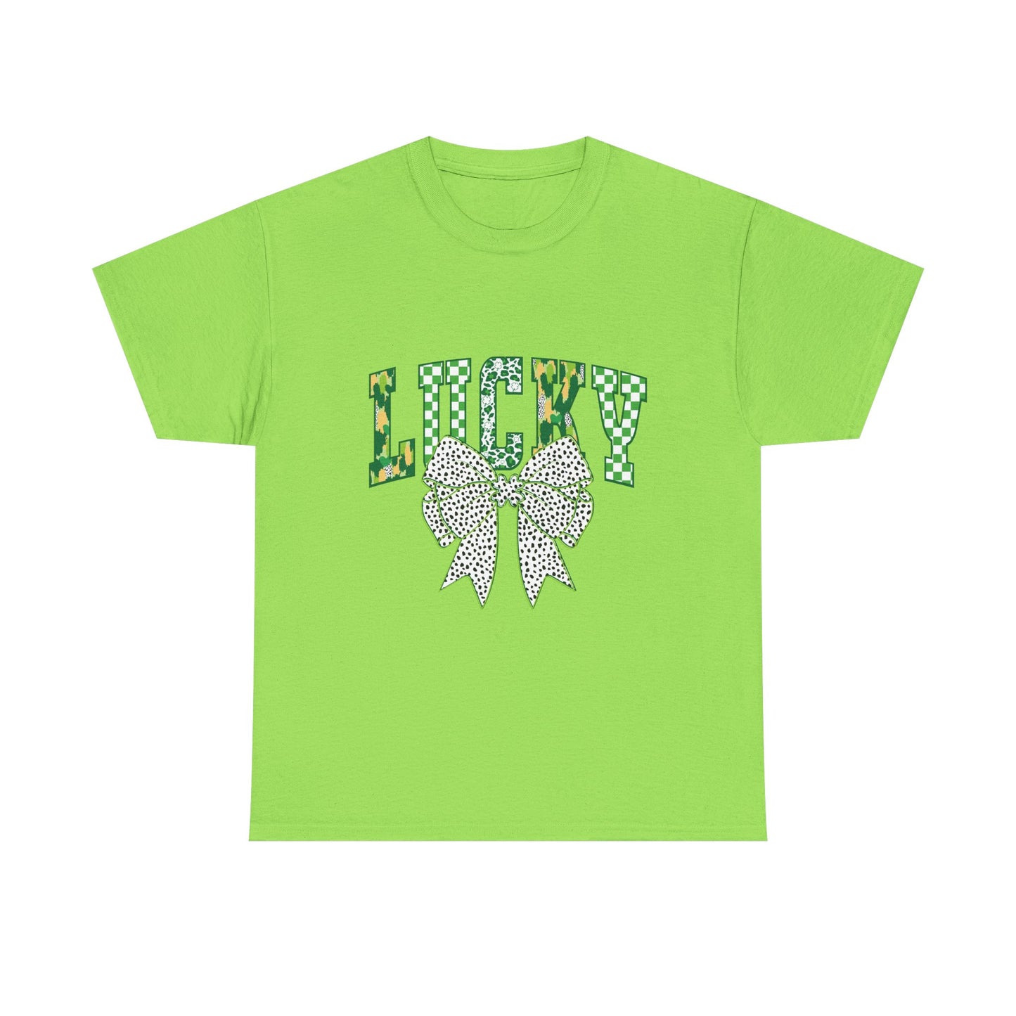 Lucky Green Bow Unisex Heavy Cotton Tee - Perfect for St. Patrick's Day Celebrations