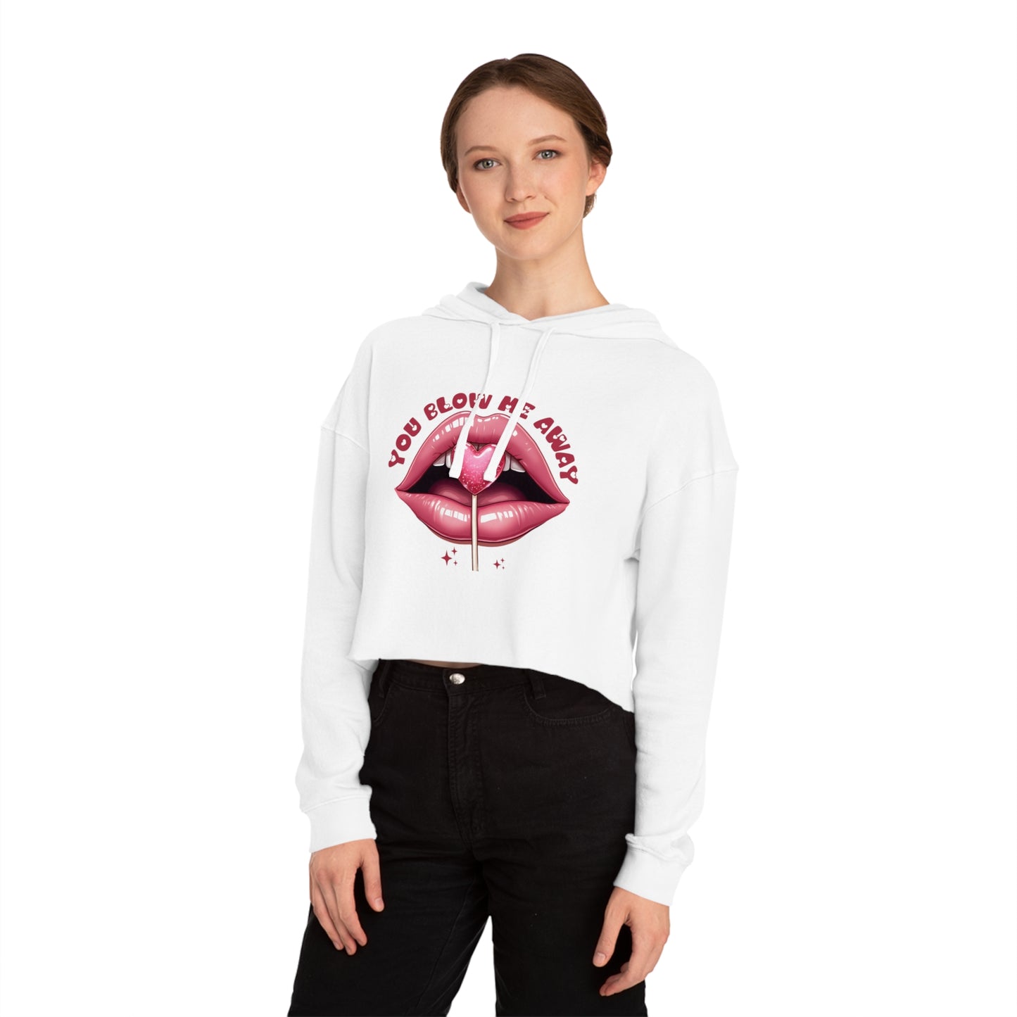 Valentine's Day Women's Cropped Hooded Sweatshirt - Generate a Good Valentine Day Description for Item