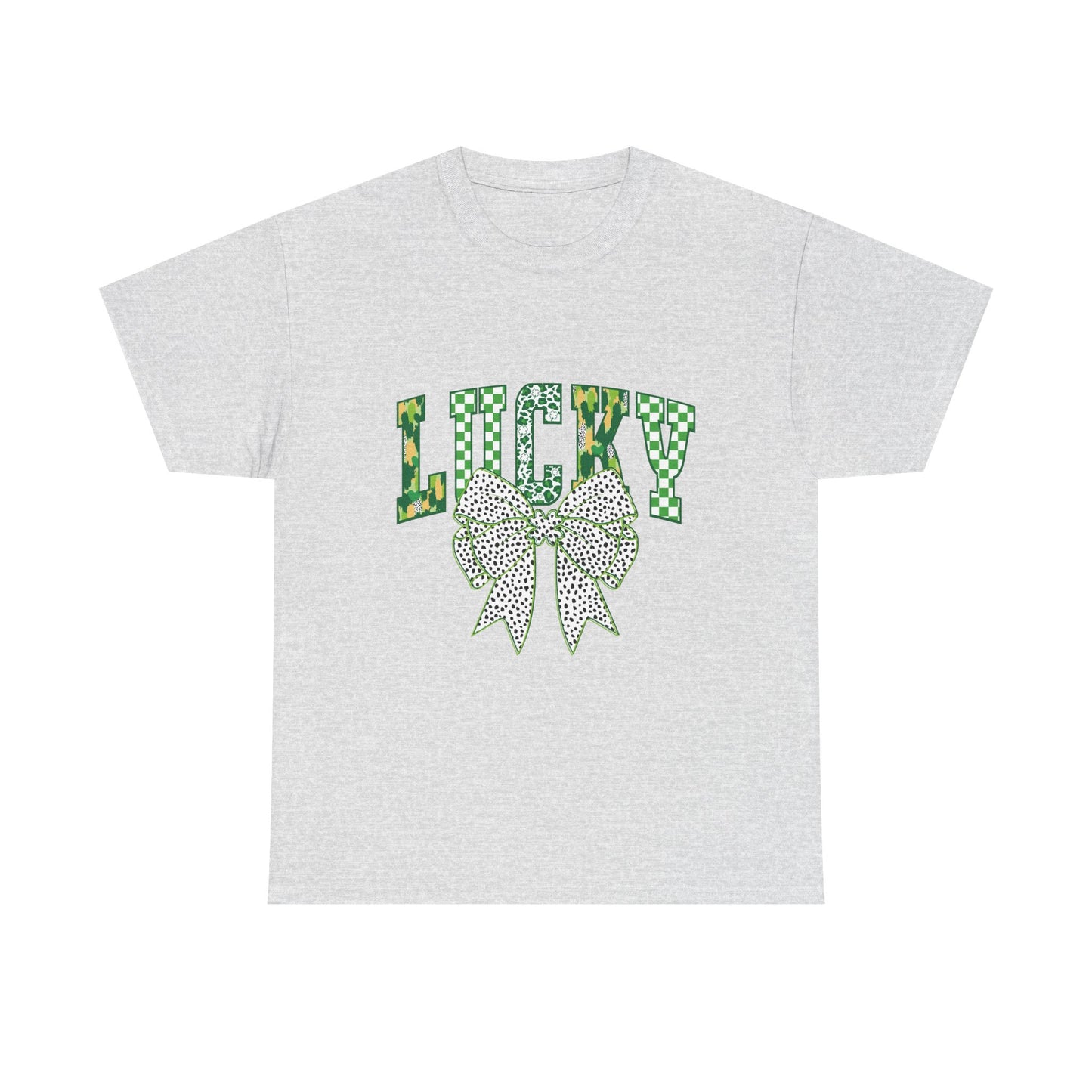 Lucky Green Bow Unisex Heavy Cotton Tee - Perfect for St. Patrick's Day Celebrations