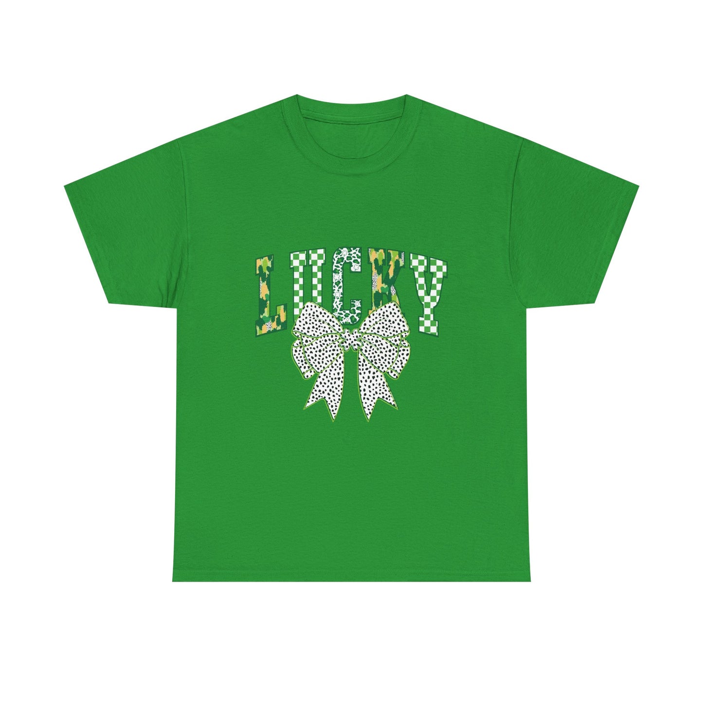 Lucky Green Bow Unisex Heavy Cotton Tee - Perfect for St. Patrick's Day Celebrations